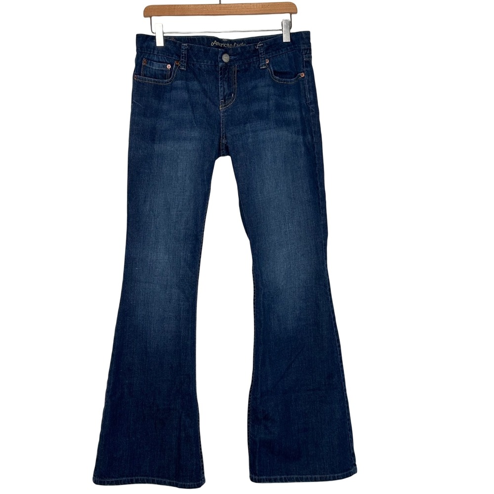 Y2K American Eagle Dark Wash Flare Jeans Denim Women's 10 Regular